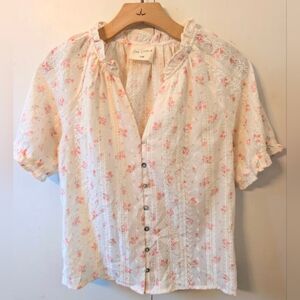 Floral Lace Button-Up Blouse